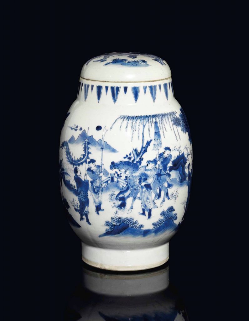 Chinese blue and white porcelain jar, Asian art valuation