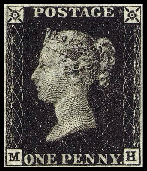 Penny Black stamp, 1840, stamp collection valuation
