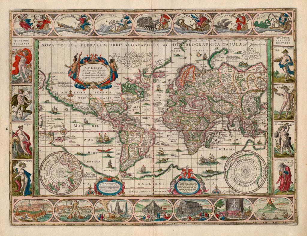 Willem Blaeu world map, antique map valuations