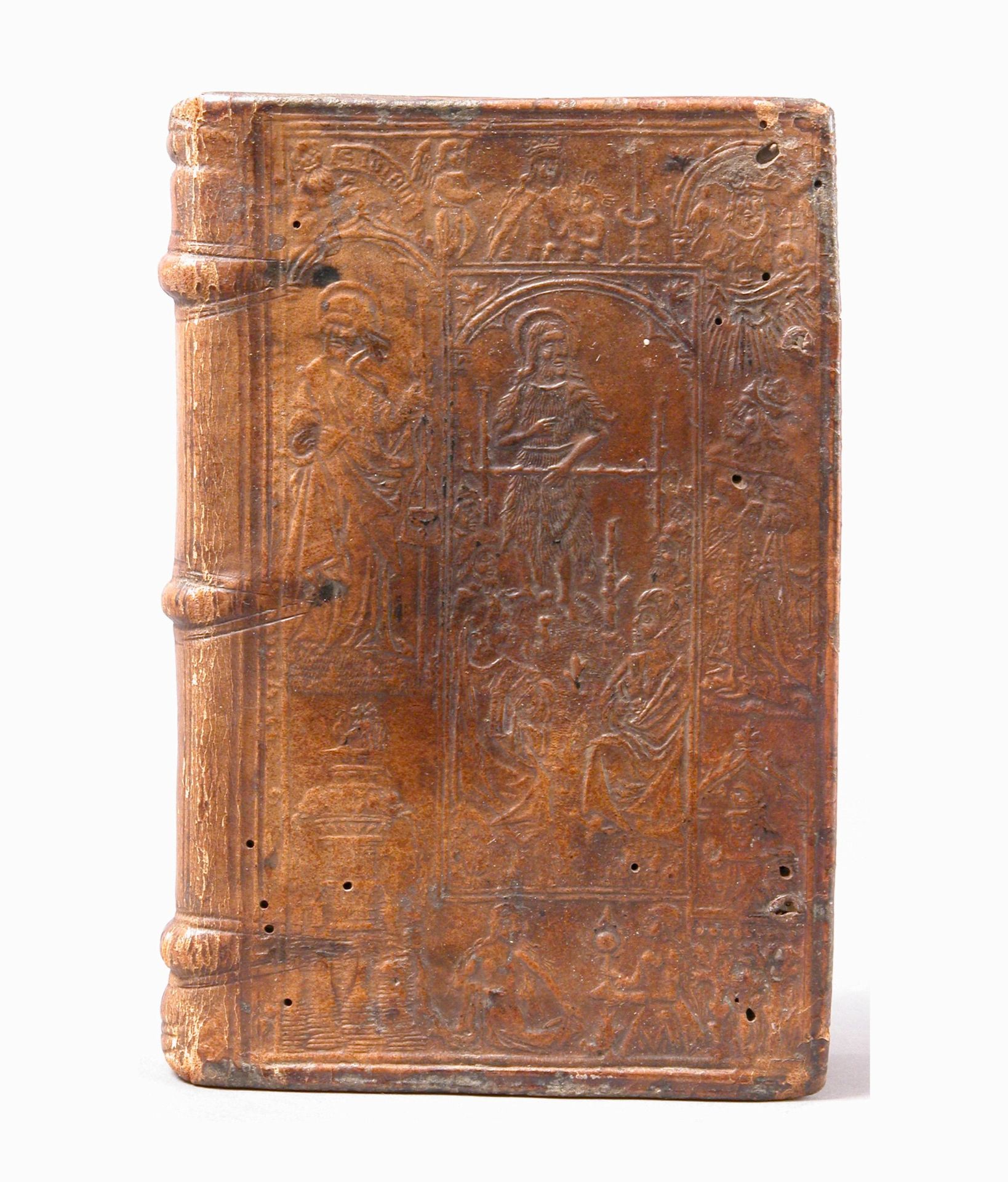 Early printed book in a tooled leather binding, rare books valuation