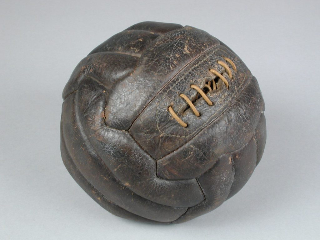 Vintage leather football, sporting memorabilia valuation
